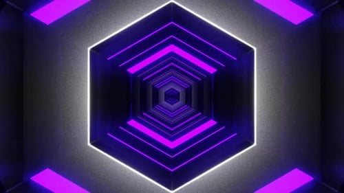 Purple And Turquoise Neon Hexagons In Noise Background Vj Loop In HD