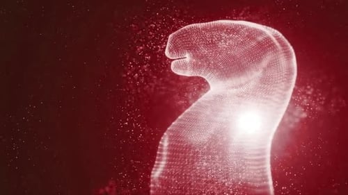 La silhouette humaine rougeoyante brille d'un rouge vif