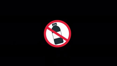 Animated No Plastic Water Bottle Prohibition Icon
