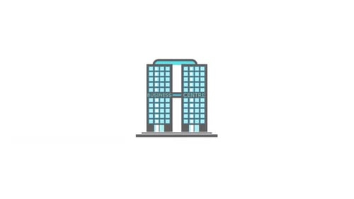 Vídeo de animación con el icono del símbolo del centro de negocios