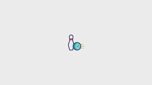 Flat Design Bowling Pin and Ball Strike Animation