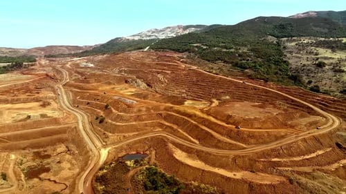 Aerial View of an Open Pit Mine Landscape