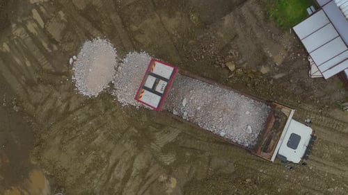Aerial Video of Dump Truck Loaded with Excavated Dirt