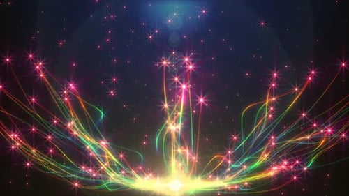 Animation d'étoiles brillantes et de lignes lumineuses