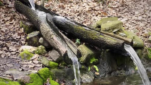 Water Spring From Water Wooden Channel 3