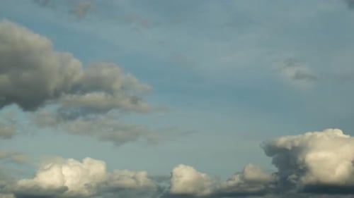 View of the clouds. Timelapse from the clouds. Evening cloudy sky.
