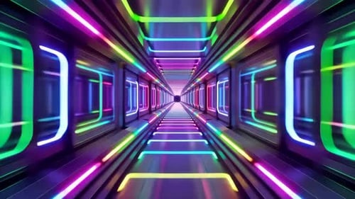 Futuristic Neon Tunnel Sci Fi Corridor Loop