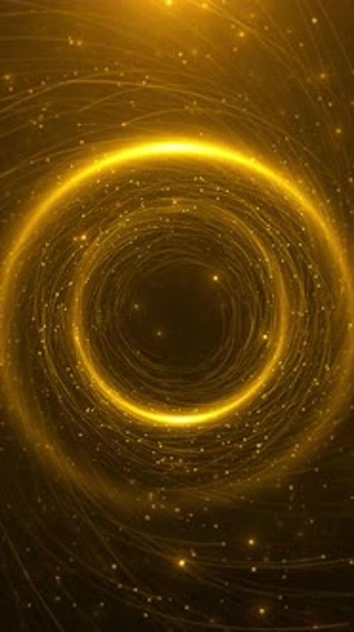 Circle Geometric golden background, stripe glowing, light glitter animation. luxury awards ceremony.