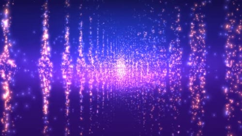 Abstract Blue Purple Glowing Particles Tunnel Background