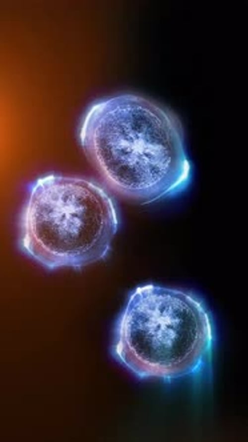Futuristic Glowing Cell Division Microscopic Science Animation