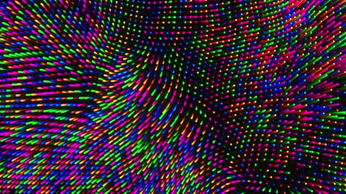 Fond abstrait coloré avec spirale de lignes colorées sur fond noir. Animation en boucle