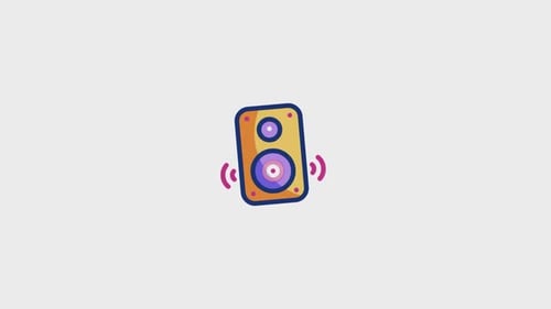 Animated Flat Design Speaker Icon with Sound Waves
