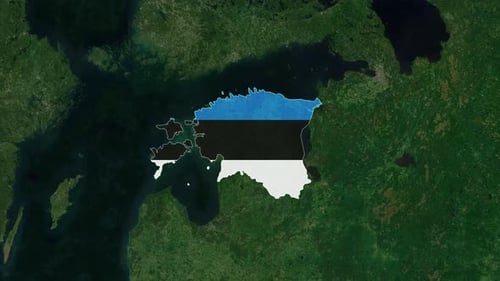 World Map Zoom to Estonia Flag Reveal