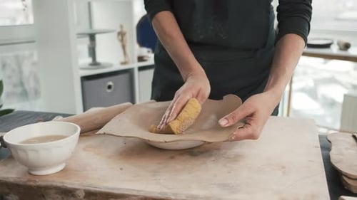 Potter Makes Blank for Plate
