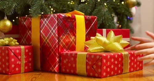 Christmas Presents Under the Tree Ready To Be Opened