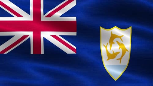Anguilla National Flag Waving with Realistic Fabric Texture