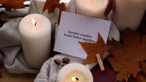 SWEATER WEATHER IS JUST BETTER TOGETHER Text Greeting Card Concept Celebrating Autumn Holidays at