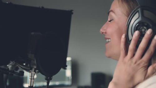 Girl in Recording Studio