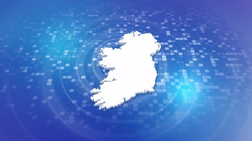 Animated Ireland Map Reveal on Digital Blue Grid Background