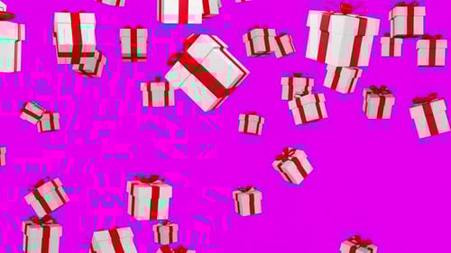 Falling Gift Boxes Animation with Red Ribbon for Celebrations