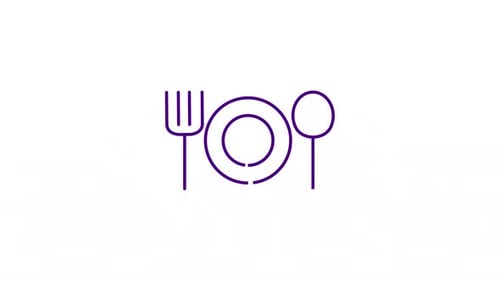 Flat Design Dining Cutlery Icon Line Art Animation