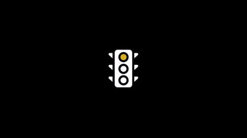 Flat Design Traffic Light Icon Blinking Yellow