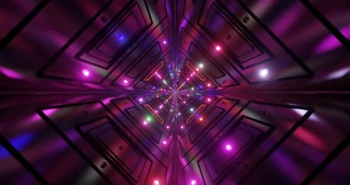 Glowing Neon Shapes: A Vibrant Tunnel Background