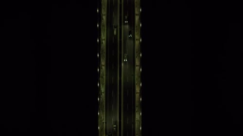 Tokyo, Japan Circa-2018. Overhead Aerial View of Rainbow Bridge at Night