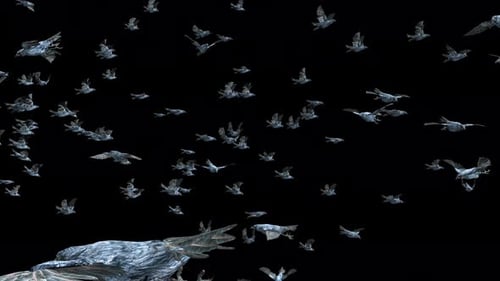 Abstract Metallic Birds Flying Alpha Channel Animation