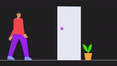 Character Opening Doors Entering Room On Alpha 4K