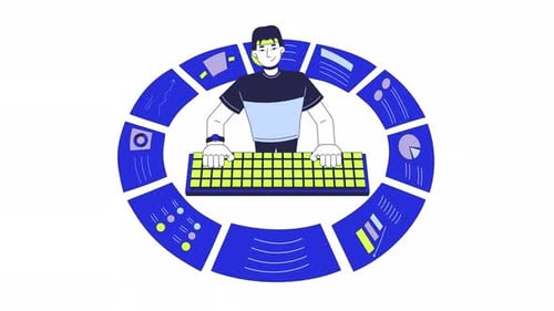 Animation 2D de la ligne de rapports commerciaux sur l'analyse des données