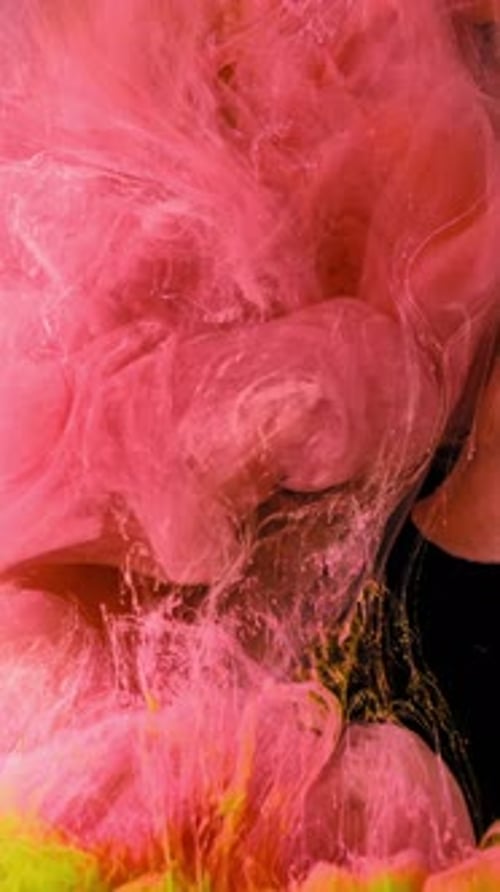 Abstract Swirling Red and Pink Paint Clouds