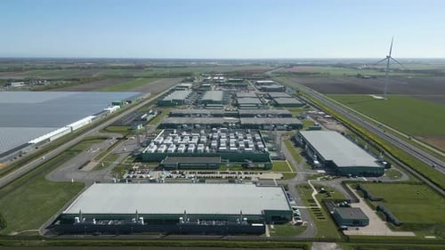 Aerial View of Hyperscale Data Center Campus in Netherlands