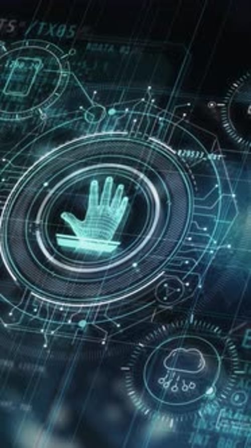 Futuristic Hand Scan UI Animation for Security and Data