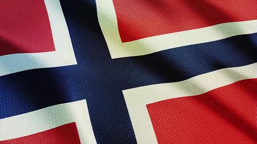 Waving Flag of Norway with Realistic Fabric Texture