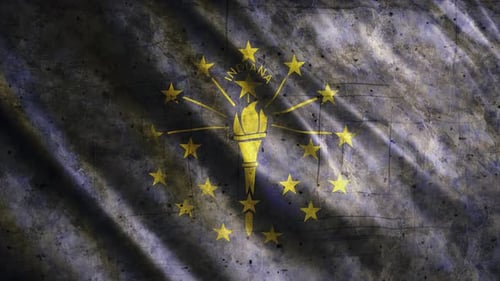 Grunge Indiana State Flag Waving with Distressed Texture