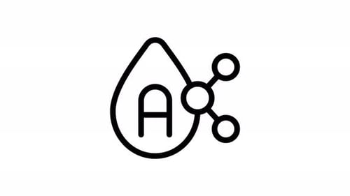 Animated Science Icon Reveal: Teardrop with Letter A and Molecular Structure