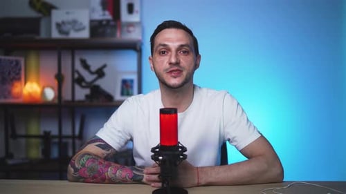 Content Creator Recording Podcast Episode in Studio