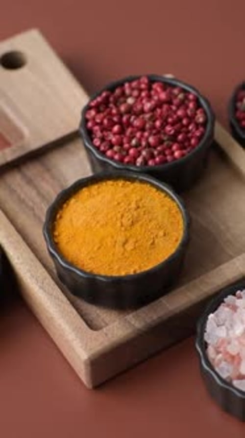 Spices and Herbs Still Life in Small Bowls