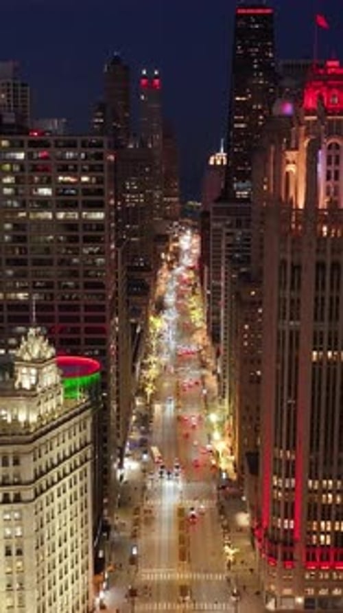 Night in Michigan Avenue At Chicago In Illinois United States.