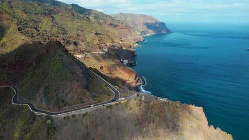 Breathtaking Aerial View of Scenic Coastal Roads And Stunning Shoreline