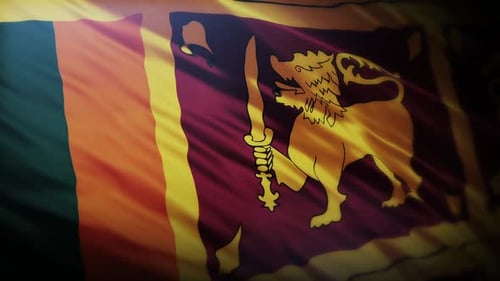 Waving Sri Lankan Flag with Light Rays Animation