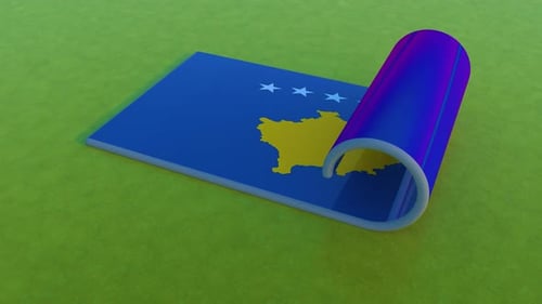 Modern 3D Kosovo Flag Unfurling Animation Reveal