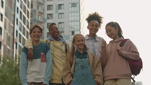 Smiling Group of School Children Standing Together