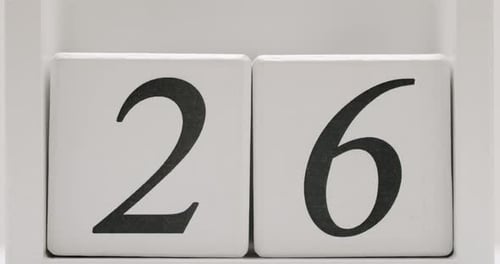 White Calendar Blocks Showing Number 26 for Date or Countdown Concept