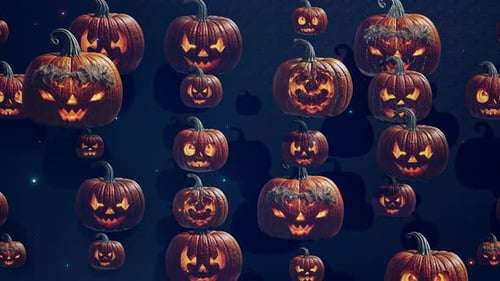 Gruselige Halloween-Kürbisse und funkelnde Sterne 4k