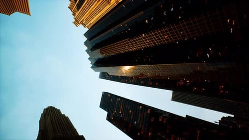 Dynamic Modern Corporate Skyscrapers Motion Background with Sunlight Reflection