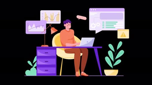 Person working on laptop at a stylish desk