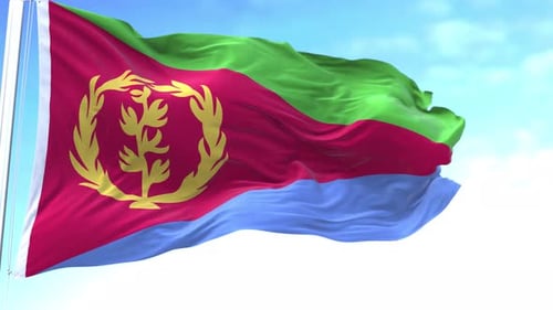 Eritrean Flag Waving in Realistic Fabric Animation Loop