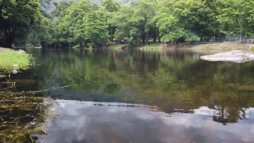 Crystal clear water of the Wang Takrai stream in Namtok Wang Ta Krai nature park in Nakhon Nayok, Th